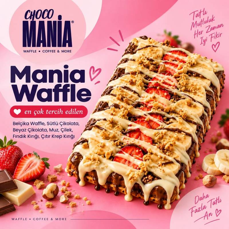 Çilek ve orman meyveleriyle hazırlanan Choco Mania waffle